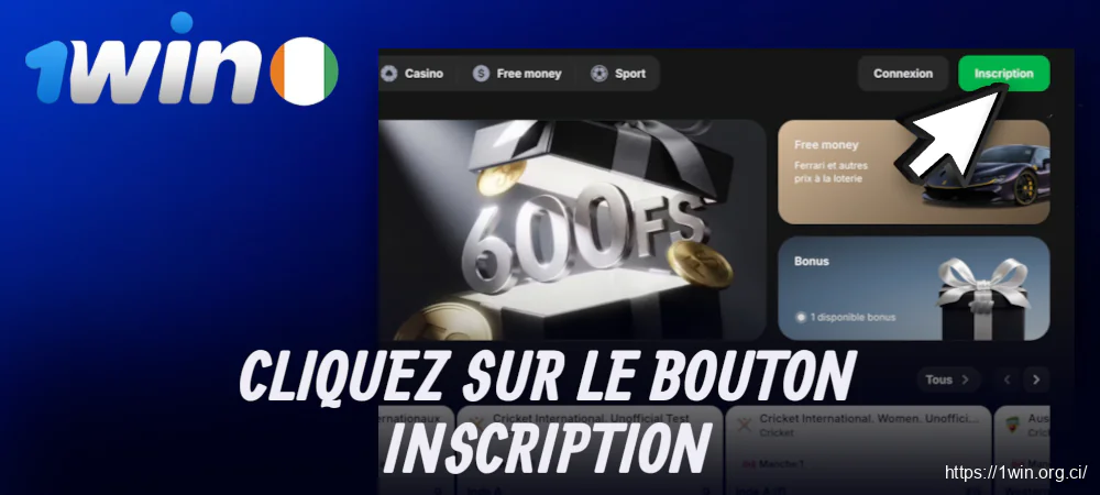 Accédez à l’inscription en cliquant sur le bouton dédié.
